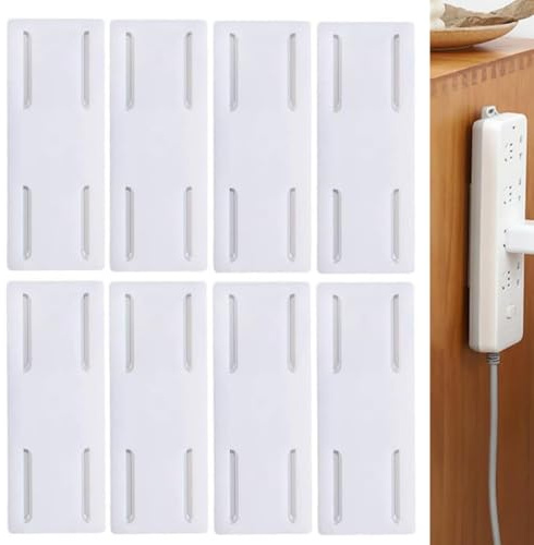 8 PCS Power Strip Holder Self Adhesive Socket Holder Punch Free Socket Fixer Extension Lead Wall Mount Fixator for Remote Control Router Computer Home and Office