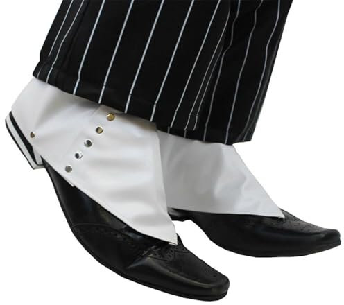 Gangster-Set, 1920er-Jahre, Zubehör, Trilby-Hut, weiße Krawatte, weiße Manschetten, weiße Gamaschen Gr. Einheitsgröße, White Spats