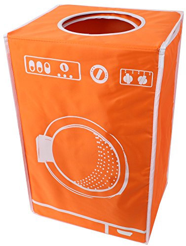 teprovo Wäschekorb faltbar bunter Wäschesammler mit Deckel Wäschesortierer Laundry Baskets Wäschebox Wäschetonne in Waschmaschinen Design 50L Orange
