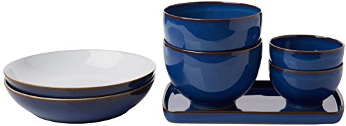 Denby IMPERIAL BLUE 7 PIECE TAKEAWAY SET, Stone, 23.5 x 26.5 x 17 cm