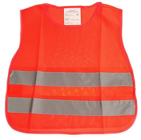 MBM Kinder Sicherheitsweste Reflektierende Warnweste | Reflektorweste für den Schulweg Radfahren Straßenverkehr | mit 2 reflektierenden Streifen Signalfarbe Orange