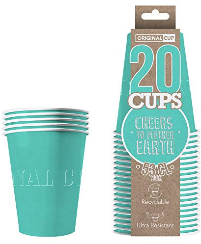 Original Cup - 20 x Gobelets Américains en Carton 53 Cl - Soirée Beer Pong - Turquoise