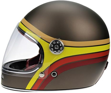 Viper F656 Rust Stripe Motorcycle Helmet Retro Vintage 70's Bike Scooter Protection Wear M (57-58 CM) - Bronze - M