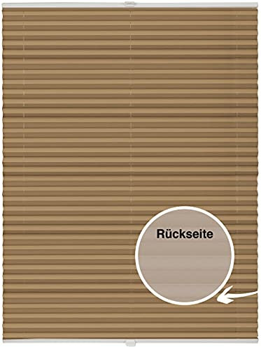 ondeco Plissee nach Maß Thermo für Fenster innen Montage in Glasleiste mit Spannschuh Sonnenschutz-Rollo Lichtschutz Blickdicht leichte Verdunkelung Cappuccino B: 71-80 cm, H: 151-200 cm
