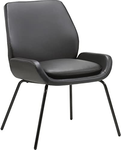 Lorell U-förmiger Stuhl Gästestuhl, Leder, schwarz