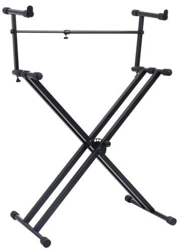 vidaXL Keyboardständer Doppelstrebig X-Rahmen Schwarz