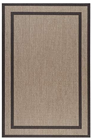 Alfombra vinilica de tejido trenzado Premium de Alta gama Lavable Antideslizante Alfombras vinilicas resistentes para salon cocina habitacion baño pasillo STORESDECO Color Rectángulos Marrón 200x290cm