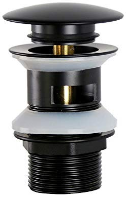 Lot de 2 bondes de lavabo rondes noires avec trop-plein