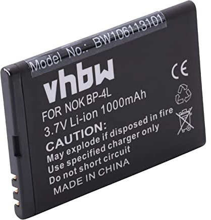vhbw Akku kompatibel mit Nokia N97, N810 WiMAX Edition, RM-792, RM-683, RM-784 Handy Smartphone Telefon (1000 mAh, 3,7 V, Li-Ion)