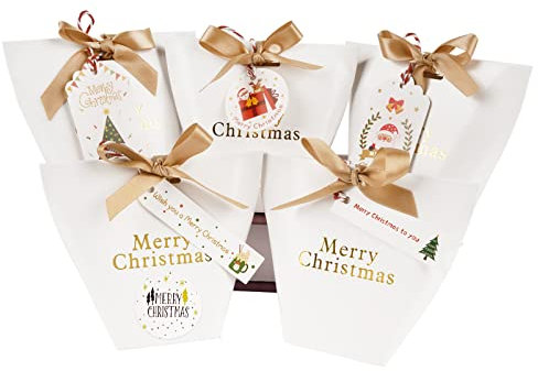 BHGT 30 Stück Weihnachten Geschenkboxen mit 30 Geschenkanhänger 30 Aufkleber Boxen Klein Weinachten Schachtel Deko Geschenk Weihnachtsboxen für Plätzchen
