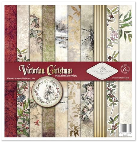 ITD Collection - Scrapbook Papier - Scrapbooking Set - Motivpapier zum Basteln - Dekorpapier 12x12 inches - 310 x 310 mm - 10 Blatt + 1 – Victorian Christmas - SLS-037