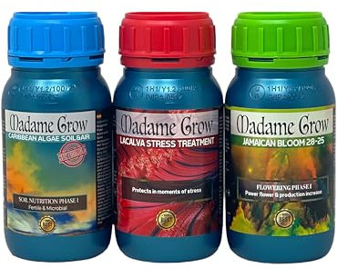 MADAME GROW - Engrais Organique - Protection, floraison et sol microbien et fertile - KIT ECO NPK - (3x250ml)