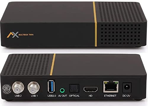 [Test: SEHR GUT *] AX Multibox Twin SE (Second Edition mit WiFi) 4K UHD E2 Linux Sat Receiver mit PVR Aufnahmefunktion Timeshift, UNICABLE, USB, LAN, WLAN, HDMI, H.265 HDR, Astra Hotbird Sortiert