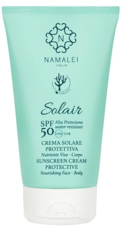Namalei Solair Crema Solare SPF 50 Viso Corpo 150 ml | Protezione molto alta, texture nutriente, resistente all'acqua, uso quotidiano