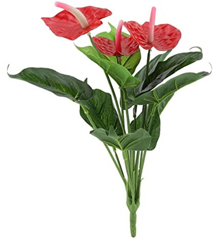 Gcroet Anthurium Fleurs artificielles Plante Plastique Artificielle Fausse Rouge anthurium Fleurs Bouquet Mariage Maison de Jardin décor Artificiel Bouquet anthurium, Bouquet de Fleurs décoratifs,