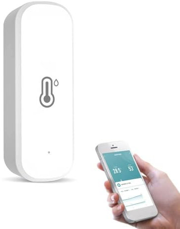 DRYFAL Wifi Tuya Smart Temperature and Humidity Sensor, Smart Hygrometer Thermometer for Alert, No Hub Required, Compatible with Alexa and Google Home, for Home, Baby, Garages, Intelligent Linkage