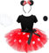 Amycute Vestito Minnie Bambina, Minnie Costume con Minnie Cerchietto Guanti e Naso Minnie Cosplay per Festa di Compleanno, Carnevale, Halloween (120)