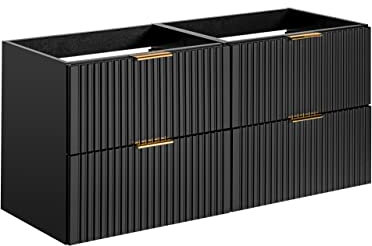 PIASKI ADEL Meuble de Lavabo Double 120 cm Noir avec Plan de Travail ou Lavabo Encastré pour Salle de Bain (Meuble Uniquement)