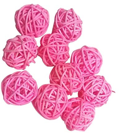 Rattan-Kugeln, 3 cm, Rosa, 10 Stück