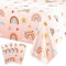 4 Pack Boho Regenbogen Tischtuch, 220x130cm Boho Party Tischdecke, Regenbogen Party Dekorationen für Boho Geburtstagsparty, Retro Hippie Boho Party, Baby-Dusche-Party-Zubehör