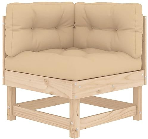 vidaXL Ecksofa, Gartensofa mit Kissen Latten-Design, Modular Holz Sofa für Garten Terrasse, Gartenmöbel Loungemöbel, Massivholz Kiefer
