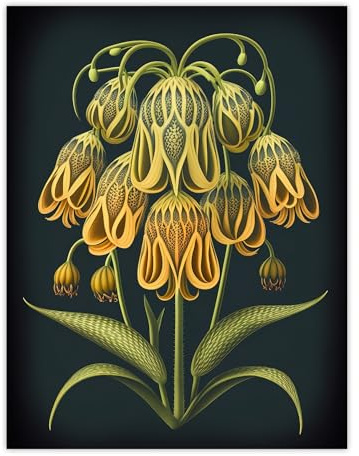 Ernst Haeckel Style Concept Artwork Green Orange Plant Blooming Flowers Unframed Wall Art Print Poster Home Decor Premium