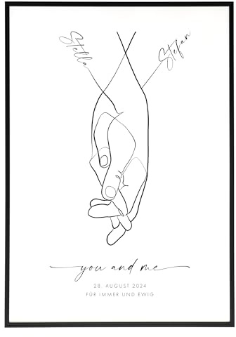 HEI Print Personalisiertes Poster zur Hochzeit – Perfekt als Hochzeitsgeschenk, Geldgeschenk für Brautpaar, Geschenk für Sie und Ihn zum Valentinstag, Jahrestag, Hand in Hand