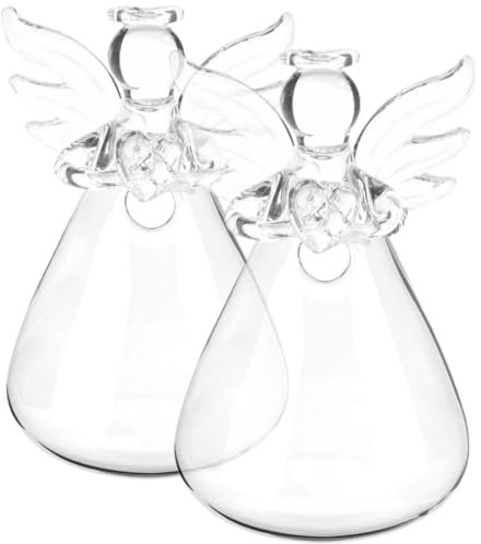 2 Stück Hochzeitsdekorationen Engelsform Pflanzgefäß Gedenkblumenvase Schutzengel Statue Engel Blumenvase Anzuchtstation Blumenarrangement Behälter Glas Esstisch
