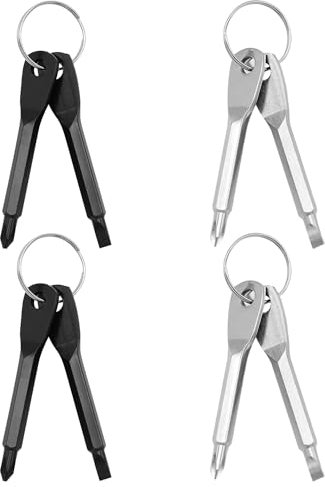 8-Piece Small Screwdriver, Mini Screwdriver Set, Portable Screwdriver, Flat and Phillips Screwdriver, Multifunctional Pocket Screwdriver, Small Screwdriver with Keychain (Black, Silver)