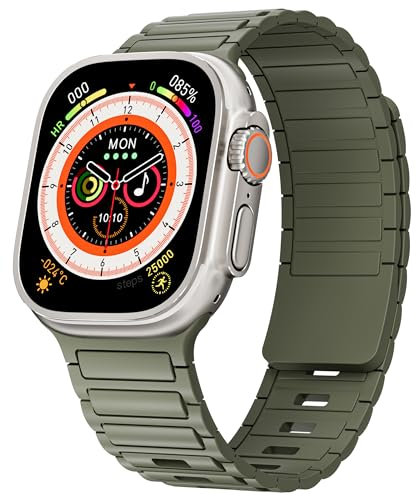 LEIXIUER Correa Silicona Magnética Compatible para Apple Watch 42mm 46mm 45mm 44mm 41mm 40mm 38mm,Correas de Silicona con Hebilla Magnética para iWatch Ultra/2 Series SE 10 9 8 7 6 5 4 3