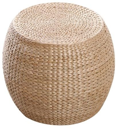 Miuxe Rattan-Pouf, Handgefertigt, Geflochten, Ottomane, Fußhocker, Runde Poufs, Bauernhaus, Rustikale Akzentmöbel – Fußstütze, Runder Sitzsack Für Wohnzimmer, Schlafzimmer, Heimdekoration