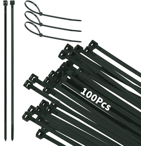 WOLTU Bridas de Plastico para Cableado, 100 Piezas Bridas de Nylon, Abrazaderas de Plastico de Cables 4 * 200 mm, Bridas Resistentes de Cables para Oficina, Hogar y Exteriores, Verde