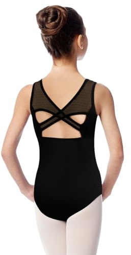 DANSHOW Mädchen Ballett-Trikot mit Mesh und gekreuztem Rücken(23629-06-XXL)