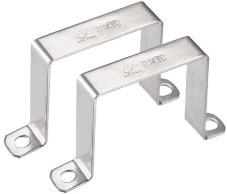 TA-VIGOR 2 soportes de conector en forma de U, soporte de acero inoxidable de 70 mm x 70 mm, abrazadera de tubo de acero inoxidable, abrazaderas de conducto resistentes para puerta, soporte de barra
