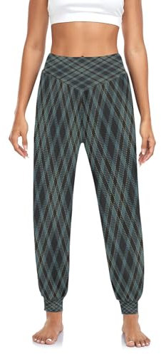 Damen Yogahose Tartan Plaid Scottish Textur Yoga Pilates Hosen Haremshose Dance Hosen Harem Plaid