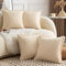 Mandioo 4er Set Neutralen Baumwolle Kissenbezug 65x65cm Herbst Quasten Dekorative Kissenbezüge Boho Sofakissen Dekokissen Kissenhülle für Couch Sofa Schlafzimmer Wohnzimmer Beige