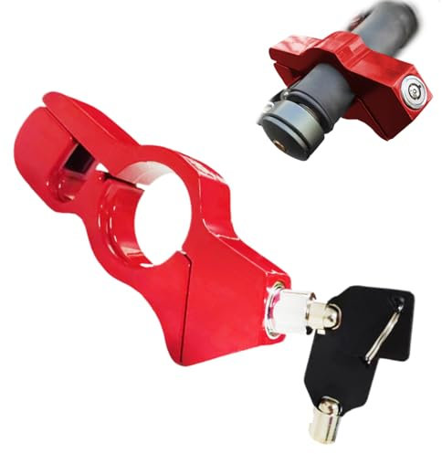 COWANIEE Red Universal Motorbike Lock, Aluminium Alloy Motorbike Security for Moped Scooter Motorbike, ATV