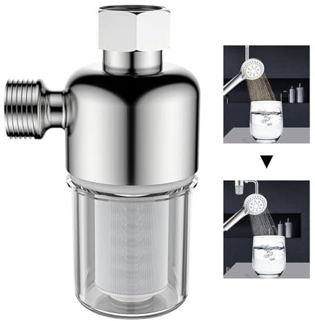 Oldmoom Prefiltro per scaldabagno, prefiltro per scaldabagno | Filtro per di filtraggio 'acqua pozzo | Prefiltro per scaldabagno multifunzionale a prova di perdite in acciaio inox