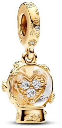 TCZNAF Herz Schneeflocke Schneekugel Charms Weihnachten Armbände Bead Compatible für Der Große Teil Europas Armband&Halskette Christmas Schmuck für Damen