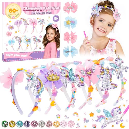 Einhorn Geschenke für Mädchen 5 6 7 8 Jahre: Spielzeug Bastelset Kinder ab 6-8-10-7 Jahre Haarreifen Mädchen Diamond Painting Kinder Basteln Geburtstag Geschenk Mädchen 5 6 7 8 9 10 Jahre Weihnachten