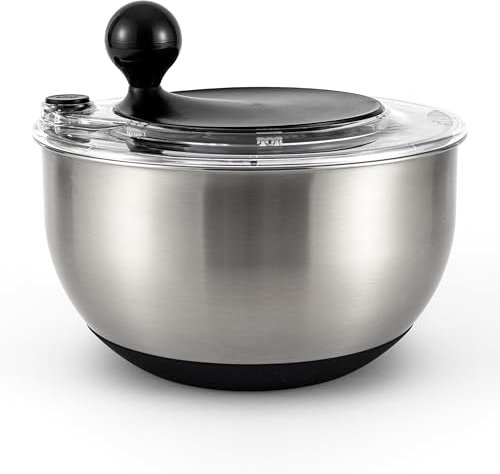 Hanseküche Salatschleuder aus Edelstahl – Schleudern, Servieren und Aufbewahren in Einer BPA-freien Salad Spinner – Großes Fassungsvermögen von 4,5 Litern mit Kurbelantrieb