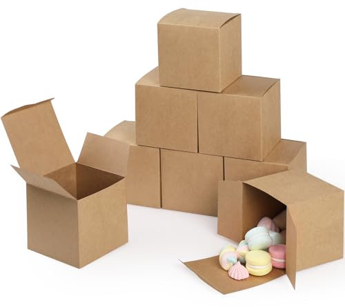 40 Stück Klein Geschenkschachtel Kraftpapier Tüten Geschenkbox,Geepen Geschenkbox Kleine Geschenkboxen 4x4x4cm Braunes DIY Gastgeschenke Hochzeit, Pralinenschachtel Leer Schachtel, MEHRWEG