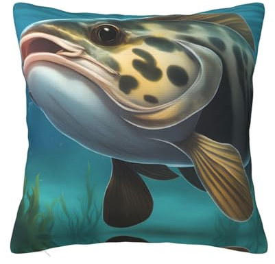 SSIULUS Unterwasser Wels doppelseitige Plüsch Kissenbezug Dekorative Sofa Kissenbezug, Druck für elegante Heimdekoration