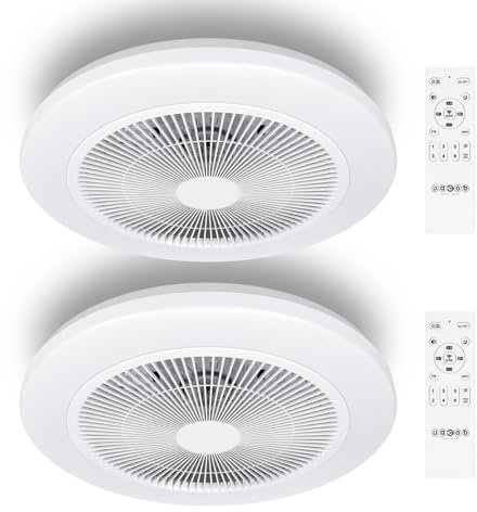 Great Jacob Deckenventilator mit Beleuchtung mit Fernbedienung Leiser, Lampe mit Ventilator mit Timer, Φ48cm, DC-Motor, 2pcs