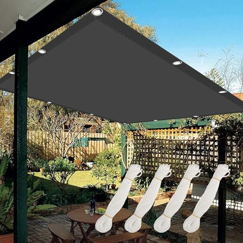 Tenda Parasole a Vela Giardino 1 x 1 m Protezione Solare Raggi UV Vela Ombreggiante Antivento con Fune e Occhiellato per Giardino Terrazza, Grigio Scuro