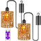 2 Stück Hängelampe mit Batterie, Batteriebetriebene Lampe mit Fernbedienung, Pendelleuchte ohne Stromanschluss, Rattan Lampe, Boho Lampe für Patio, Garten, Pavillon, Wohnzimmer, Schlafzimmer