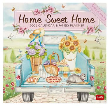 Legami - Calendrier Mural 2026, Home Sweet Home, Grand Calendrier Mural, 12 Mois et Planificateur D'année, en 6 Langues, Espace pour Notes, Signes du Zodiaque, Jours Fériés Internationaux, 30 X 29 Cm