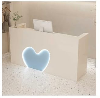 HUFIREHU Empfangstresen BüRotheke Rezeptionstisch Modern HöLzerne Kassentheke Verkaufstisch Theke Tresen Empfang Empfangstheke Mit Sichtschutz Verkaufstheke Mit Tastaturschublade(Beige,120cm)