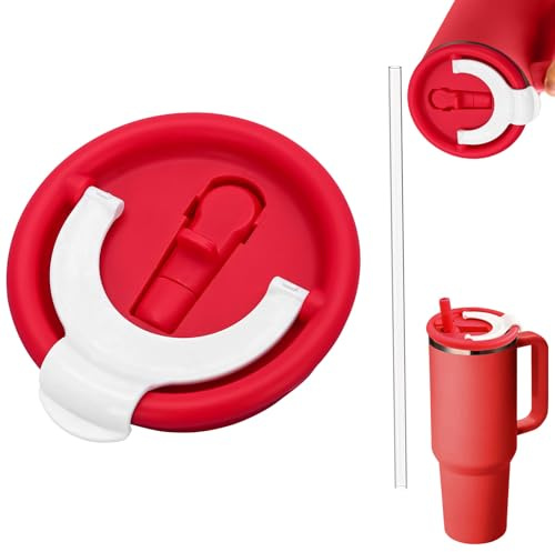 Replacement Lid for Stanley 40 oz Cup with Straws, Cup Lid Leak-Proof 40 oz for Flip Straw Tumbler, Reusable Leak-proof Replacement Lid, Tight Flip Straw Lid Replacement (Red)