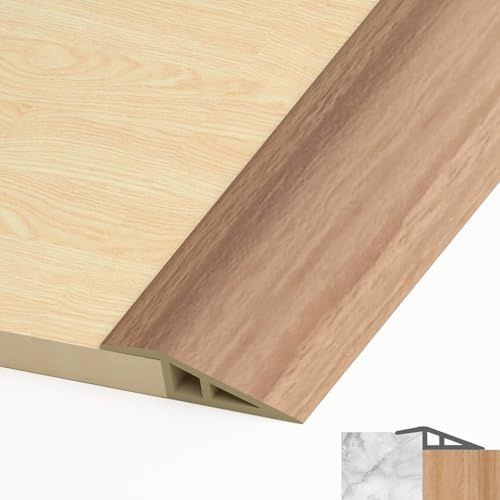 LIHIQIYA Självhäftande övergångsprofil PVC profil, golvövergång till nivå självhäftande för skillnad, golvbeläggning, golvbindningsprofil (vit ek, 7 mm till 10 mm, 2M)